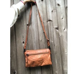 Genuine leather brown crossbody bag
